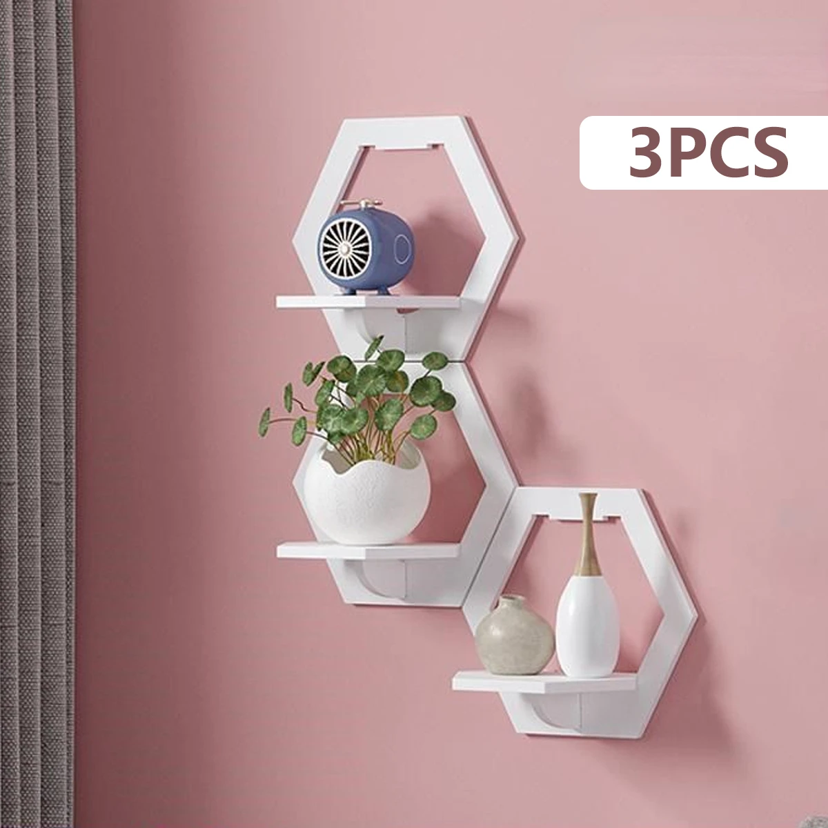 3Pcs Hexagon Wall Shelf Punch - огляд і ціна Flower Wall Panel