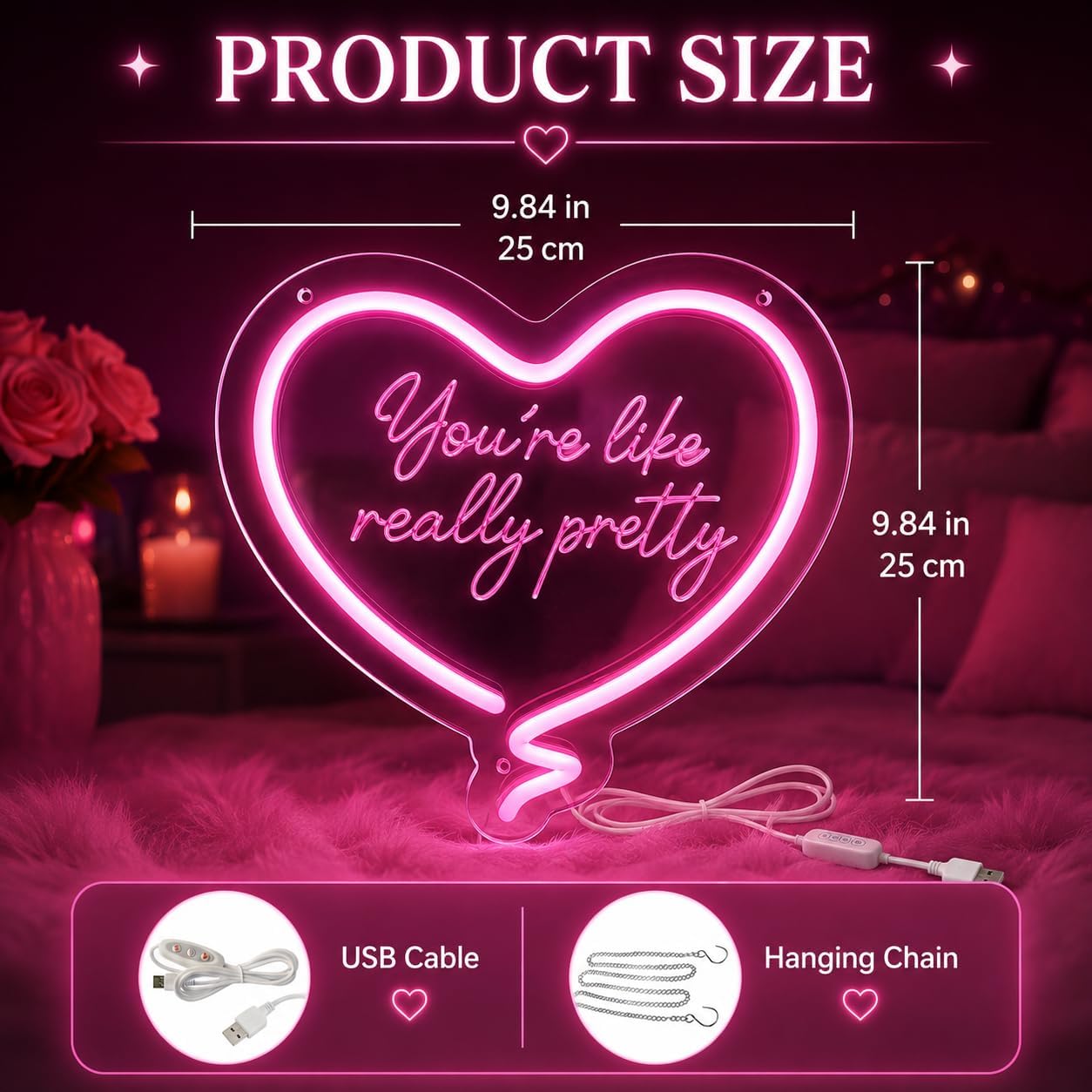 Pink Heart Neon Sign Youre Lik - огляд і ціна Neon Sign Party