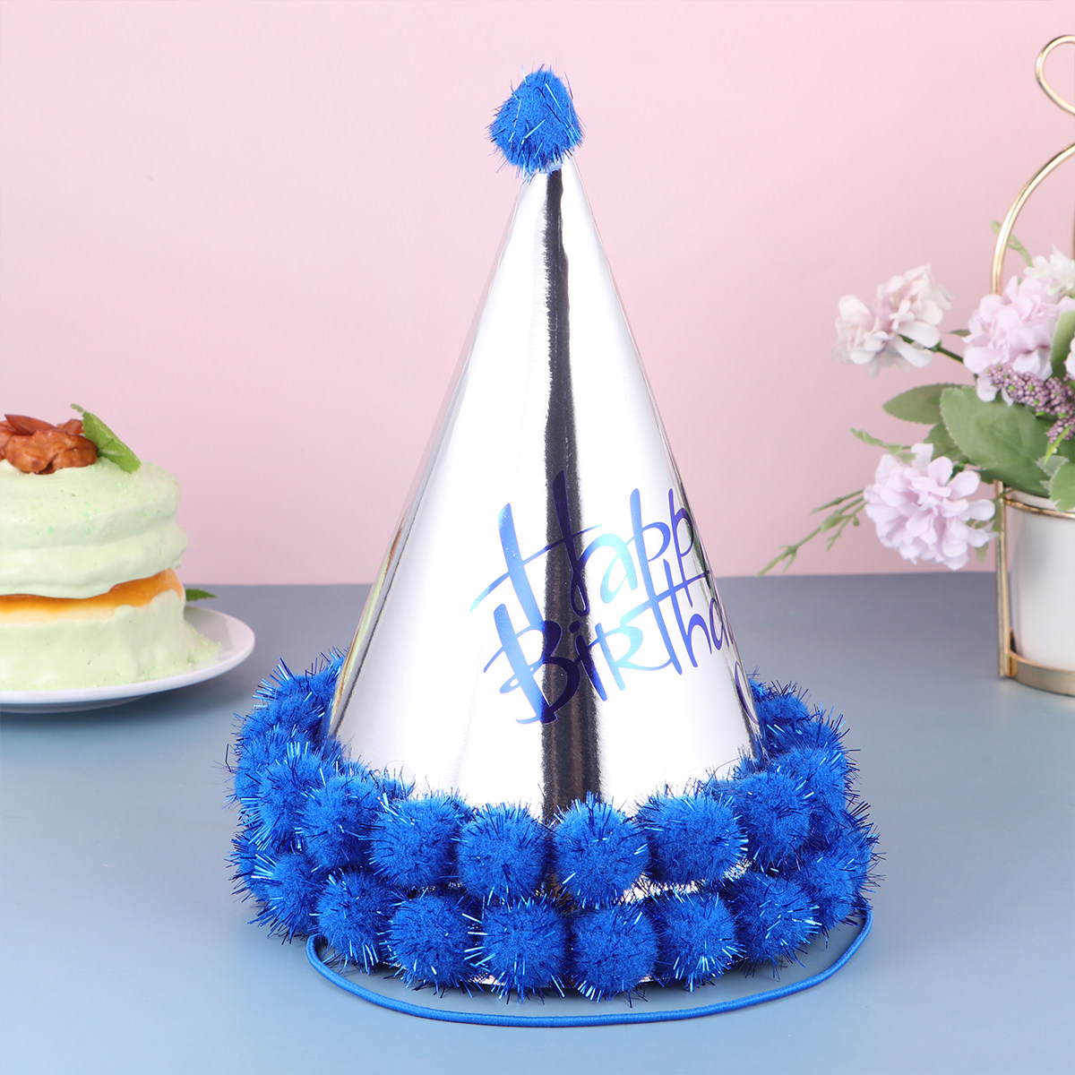 5pcs Dark Blue Shiny Paper Pom - огляд і ціна Party Hat Cone