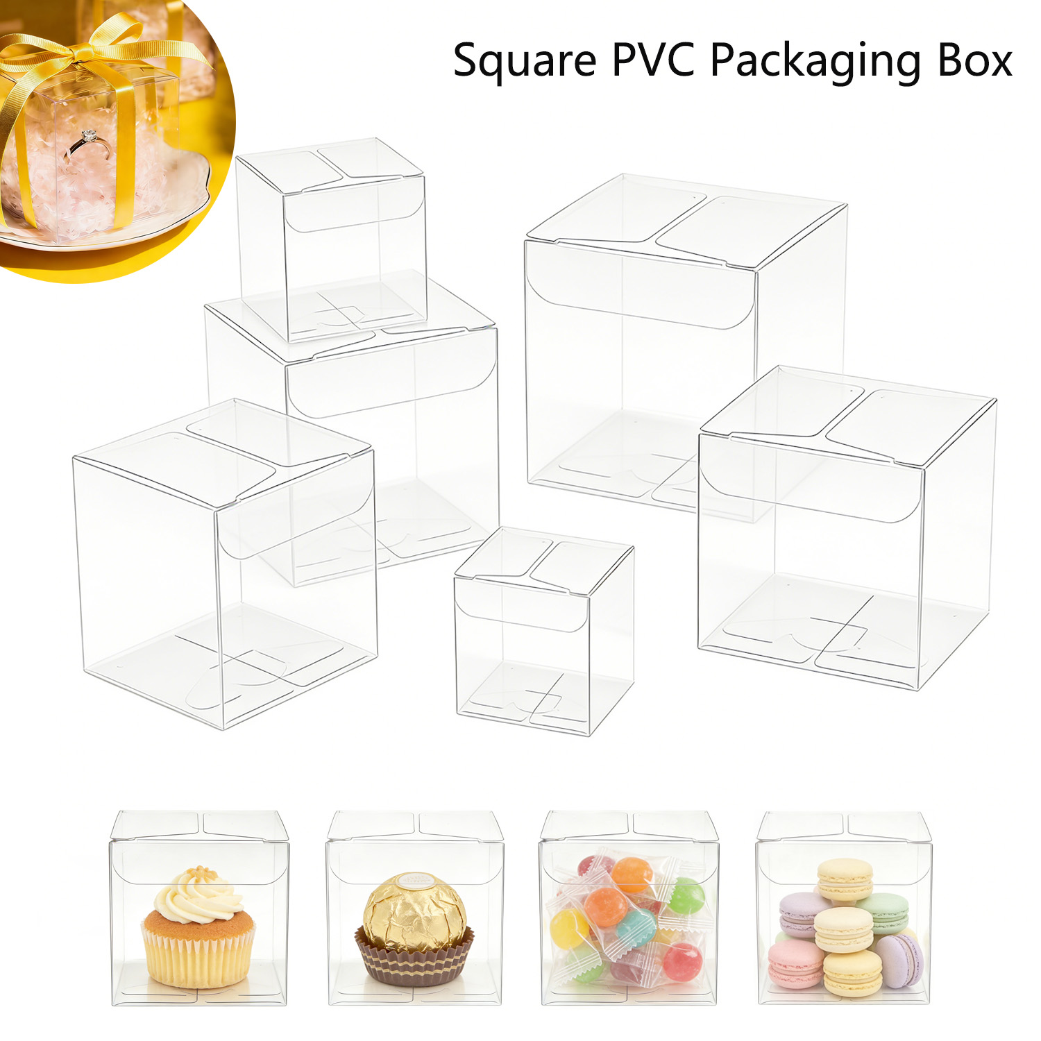 10-50Pcs Square Clear PVC Fold - огляд і ціна Event Party Box